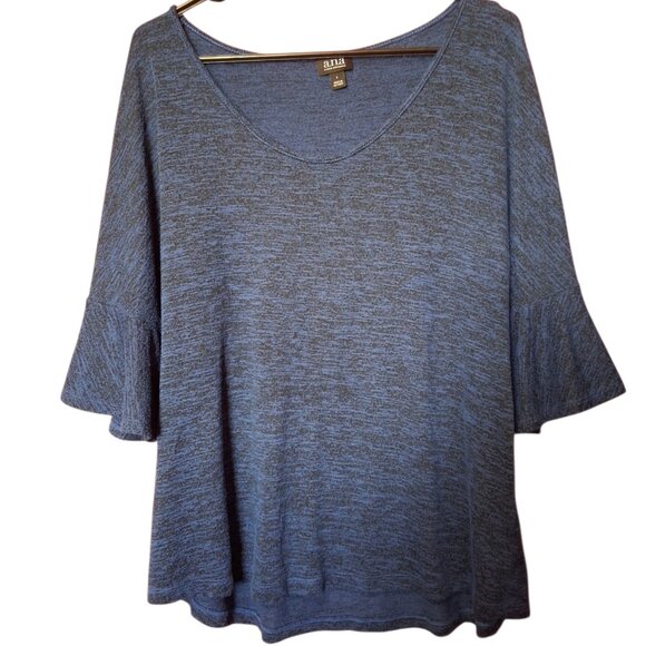 a.n.a Tops - a.n.a Large Blue Heathered Knit Bell Sleeve Scoop Neck Top